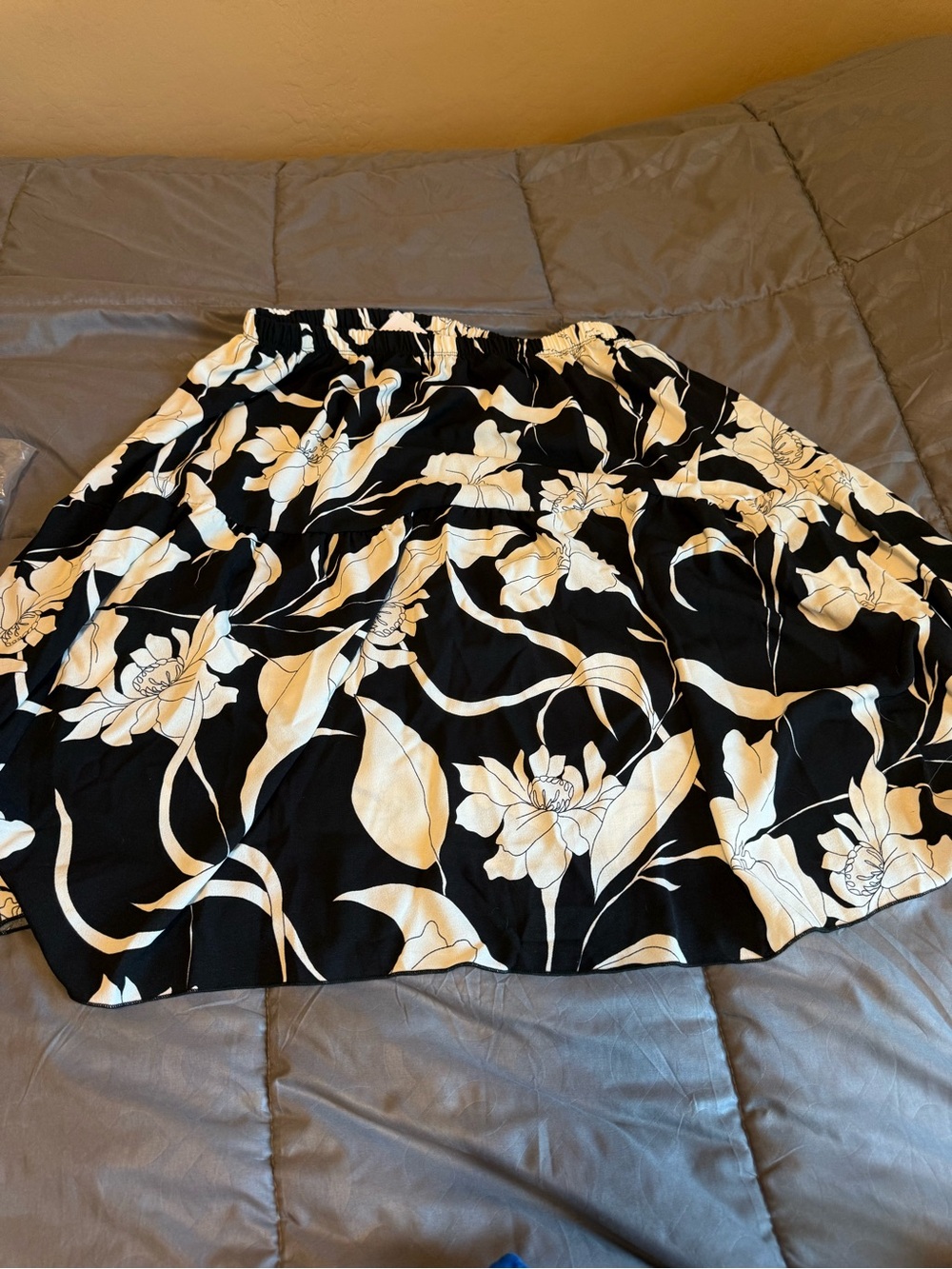 Kate & Mallory Black and White Floral Tiered Skirt